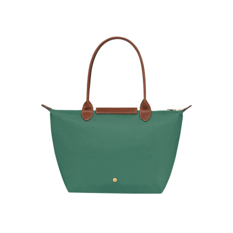 Longchamp -Cartera Longchamp plegable de nylon con cierre y asa larga, Le pliage M Verde