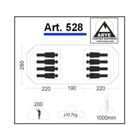 Carpa Arye 2 dormitorios para 8 personas de camping resistente al agua Carpa Arye 2 dormitorios para 8 personas de camping resistente al agua