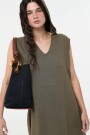VESTIDO LARGO CON CAPUCHA Verde Militar
