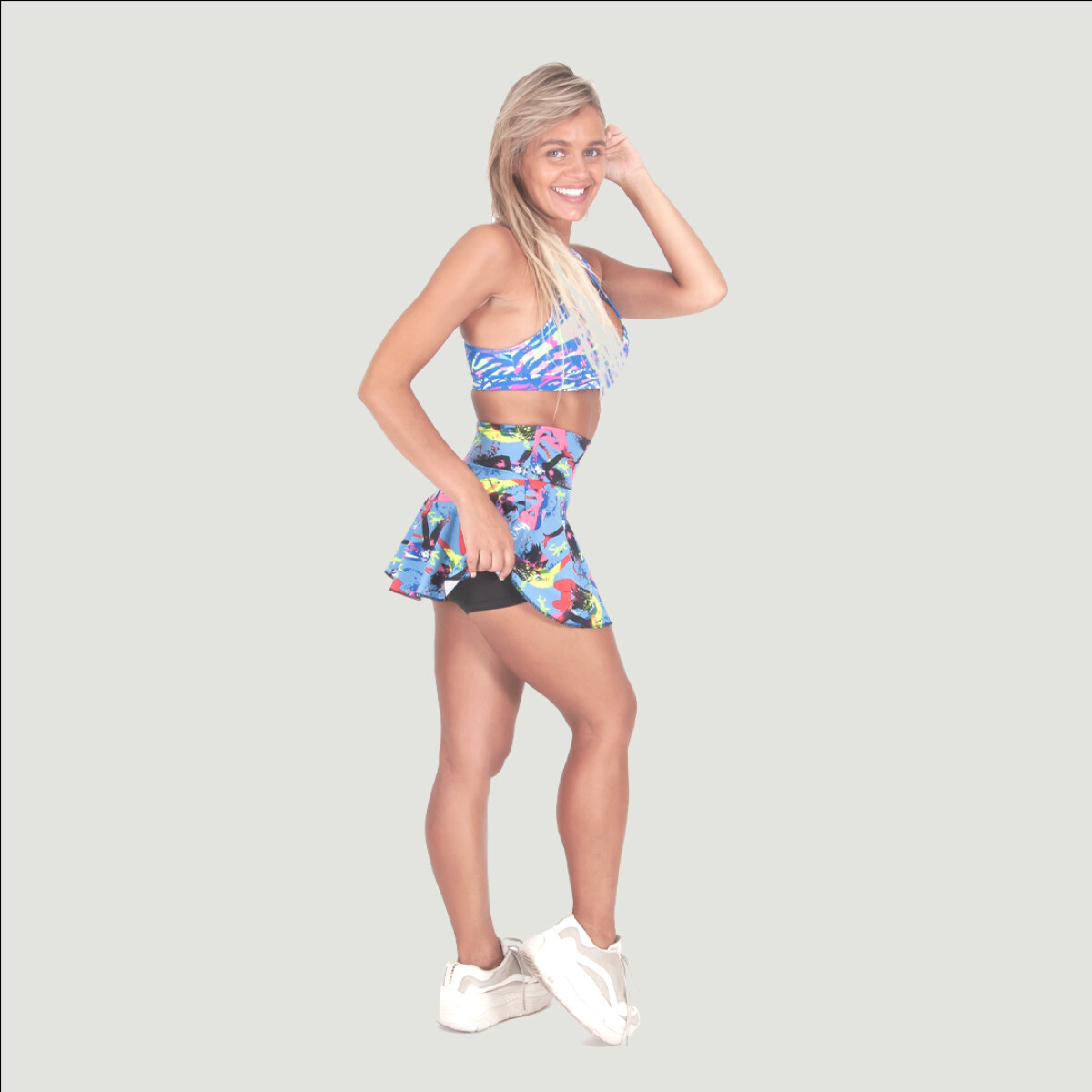 CALZA CORTA CON POLLERA AZUL 