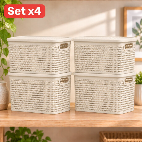Set x4 Caja simil ratán 15 lts BEIGE