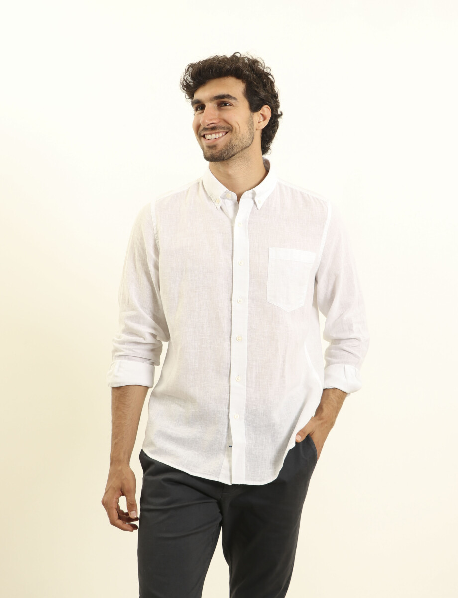 011665 CAMISA DE LINO HARRINGTON LABEL Blanco