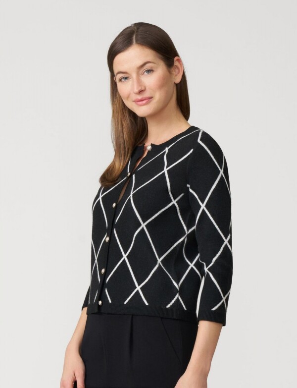 Cardigan Rombos NEGRO/BLANCO