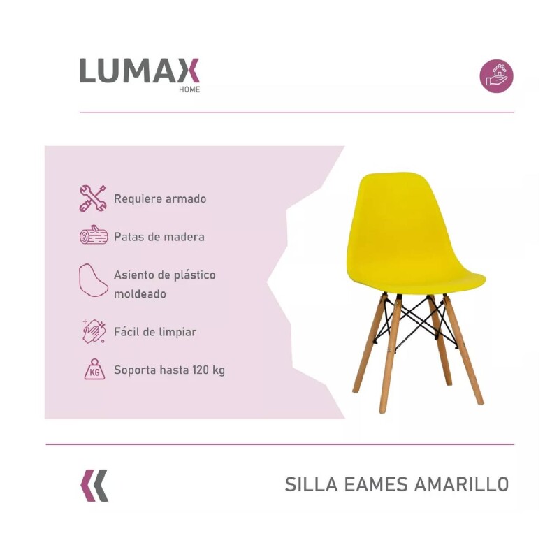 Silla De Comedor Eames Pack 4 Unidades Varios Colores Lumax Amarillo