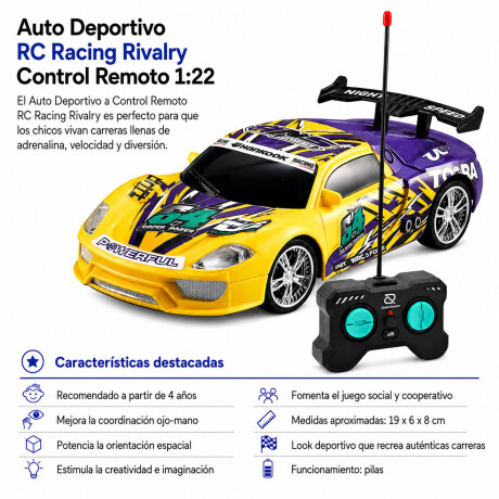 Auto Deportivo RC Racing Rivalry Control Remoto 1:22 Amarillo/violeta