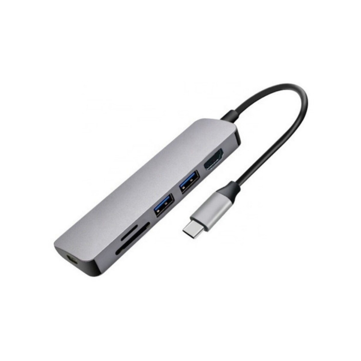 Hub 6 en 1 USB-C a 2xUSB USB-C HDMI MicroSD TF 