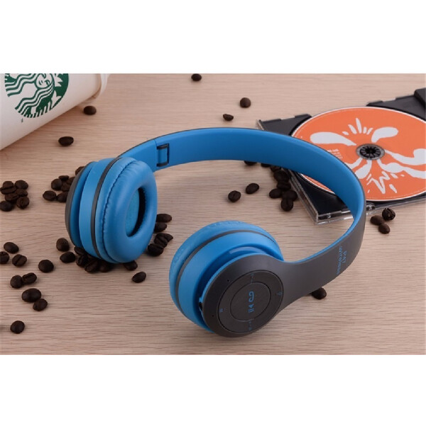 Auriculares Manos Libres Bluetooth Mp3 Radio Fm Sd Calidad Variante Color Celeste