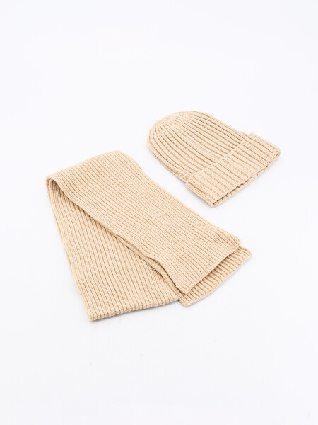GORRO Y BUFANDA BEIGE (V)