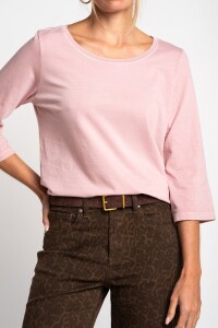 Remera Lavada Manga 3/4 Rosa