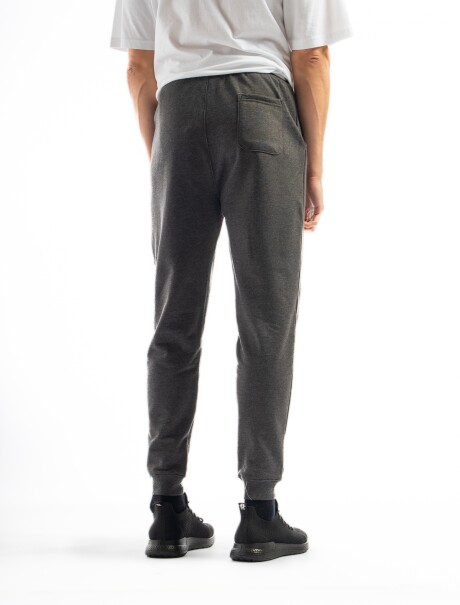 Pantalón Felpa con Puño Gris Oscuro Melange