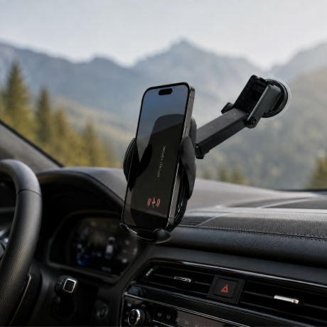 SOPORTE PARA AUTO CON CARGADOR INALÁMBRICO RÁPIDO Y VENTOSA SOPORTE PARA AUTO CON CARGADOR INALÁMBRICO RÁPIDO Y VENTOSA