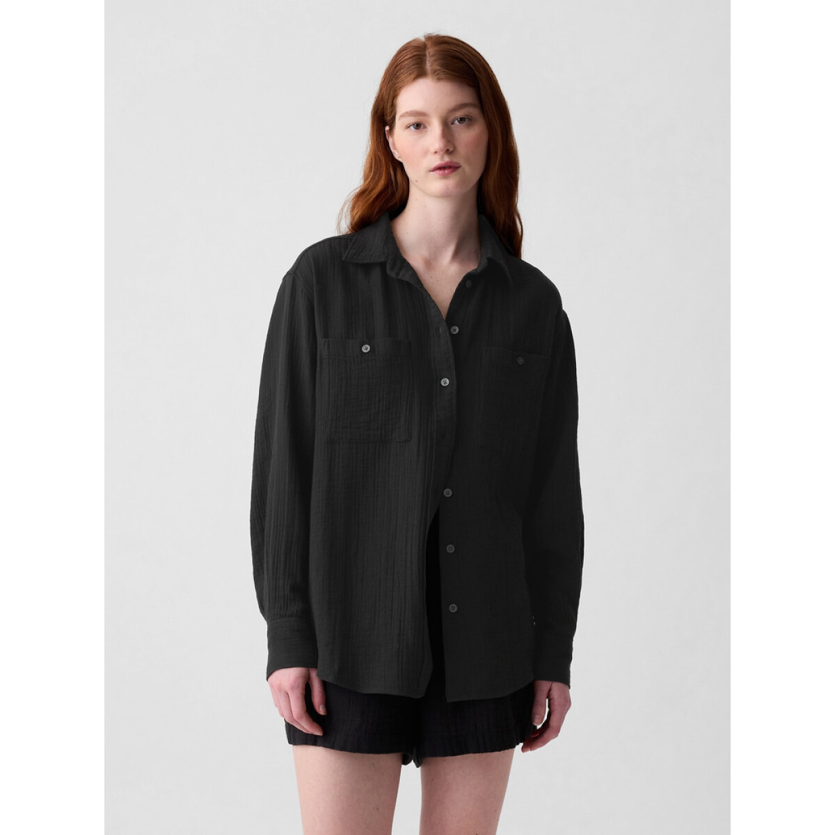 BIG SHIRT - GAUZE - BLACK 