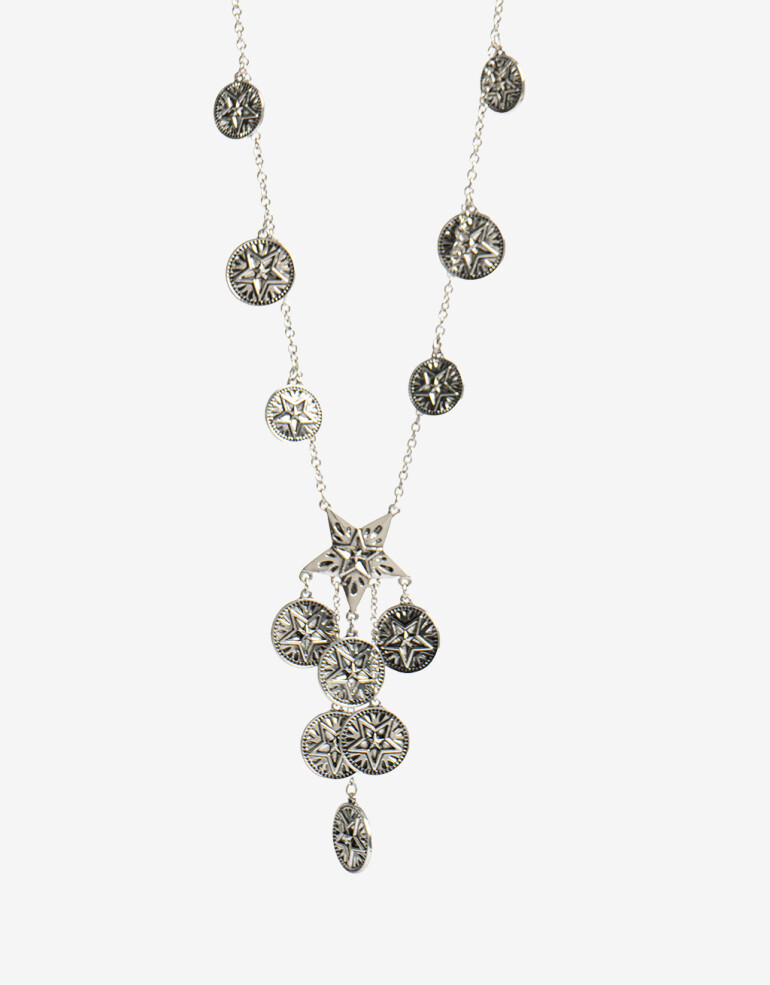 Collares Largos Folk Collar Largo Chapas Boho - Plateado Antique Silver