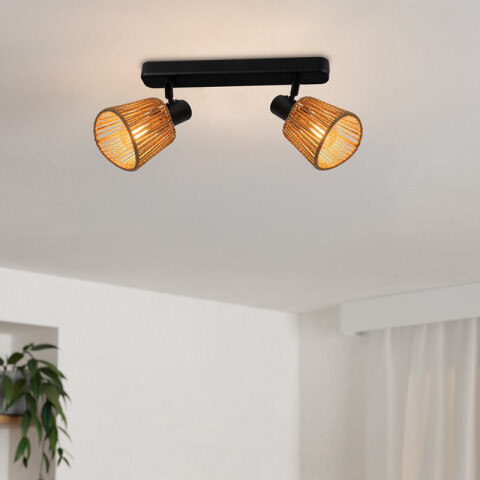 Aplique acero negro 2xE14 c/pantalla de papel EG6162