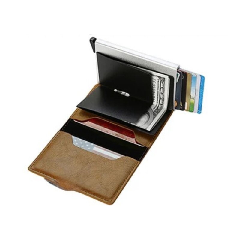 Tarjetero Billetera Bloqueo Rfid Anti Clonacion Color Beige