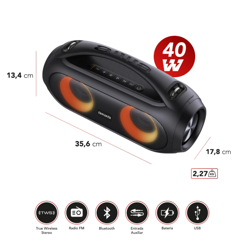 Parlante AIWA Boombox 40W R.M.S. TWS Parlante AIWA Boombox 40W R.M.S. TWS