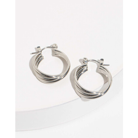 Argollas De Metal Plateado Rodio