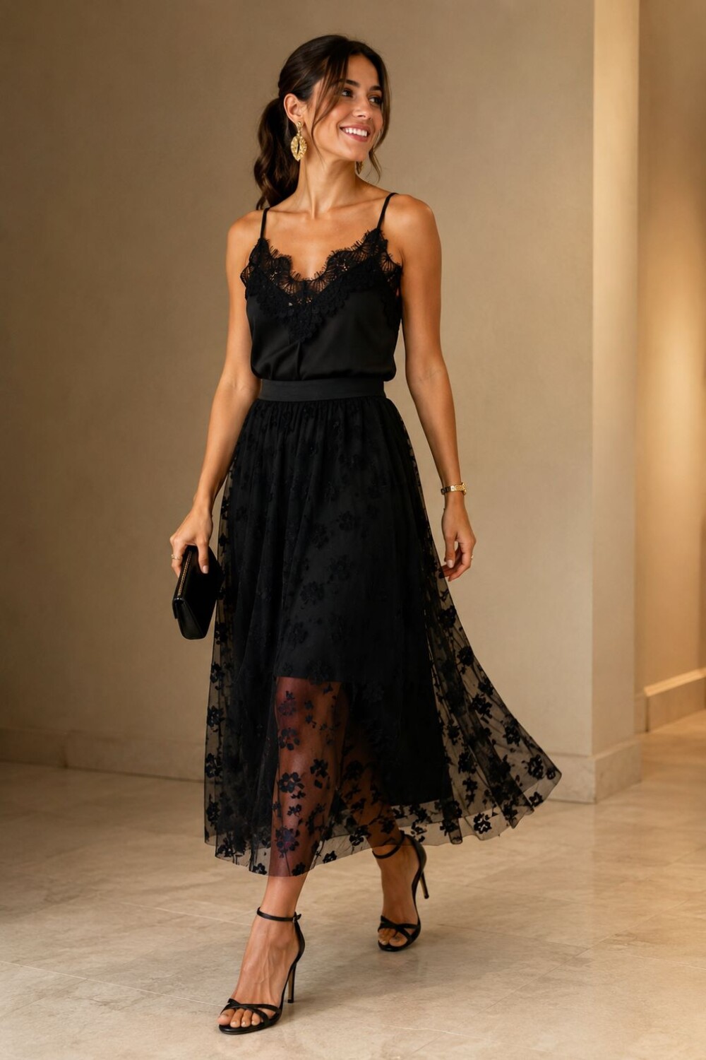 POLLERA ESPLENDOR Negro