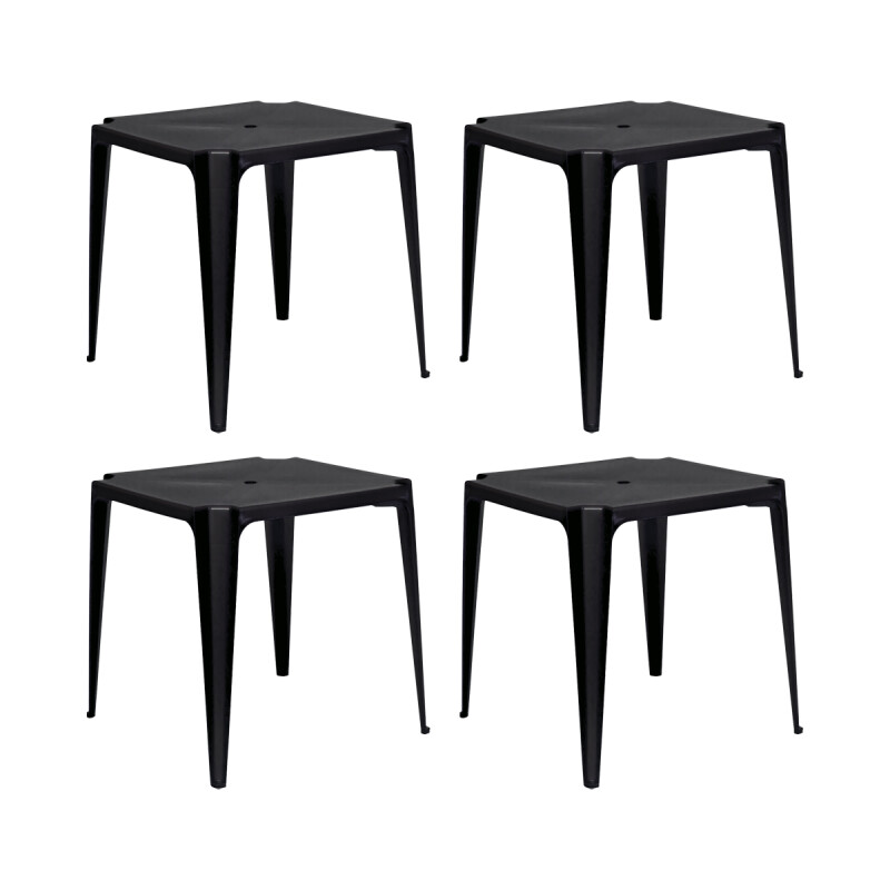 Set x4 Mesa cuadrada 70 x 70 cm Bela Vista NEGRO