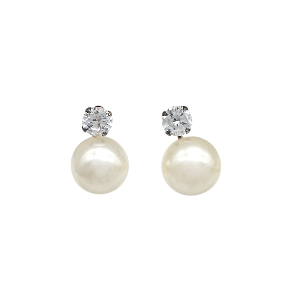 Caravanas Perlas de cultivo-Plata 925-Con Perla y Zirconia-CA3202 - conperla 