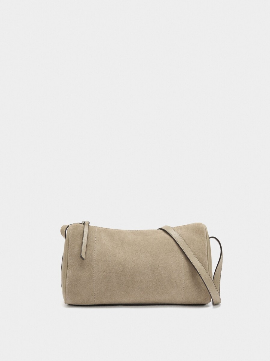 Bolso Bandolera Con Detalles De Piel - taupe 