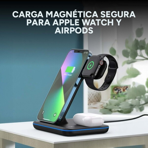 Estacion De Carga iPhone Apple Watch AirPods Carga Rapida Color Variante Negro