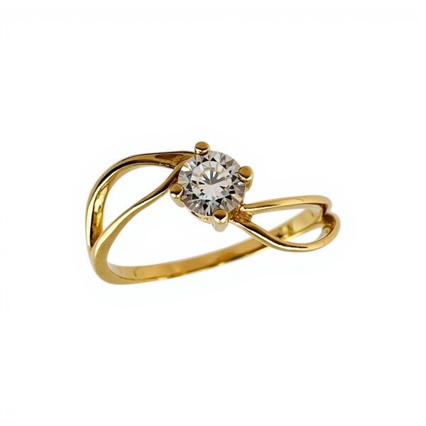 Anillo Solitario-Oro bajo-Piedra Zirconia-AN8082 conpiedra