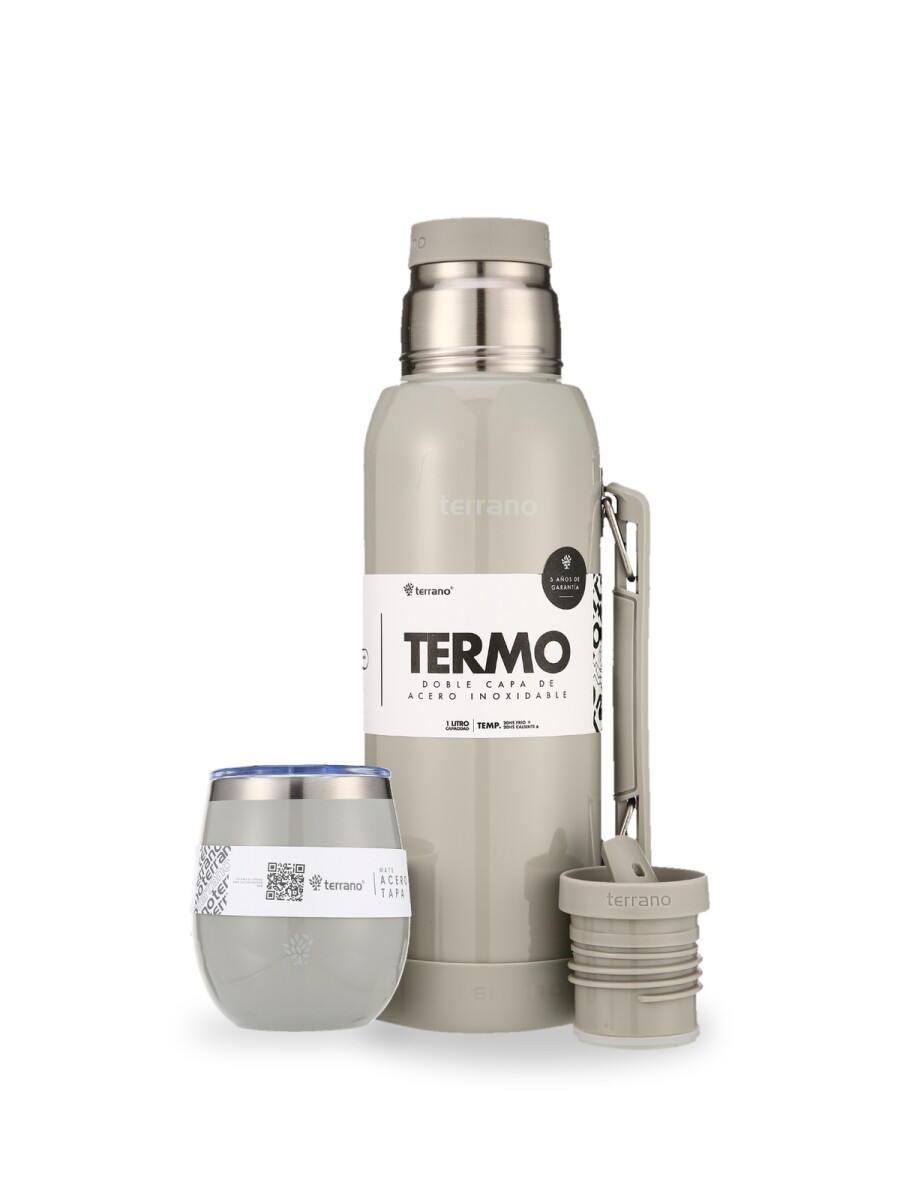 Kit Metalizado Termo 1LT Con Base De Silicona + Mate De Acero Con Tapa - Oliva 