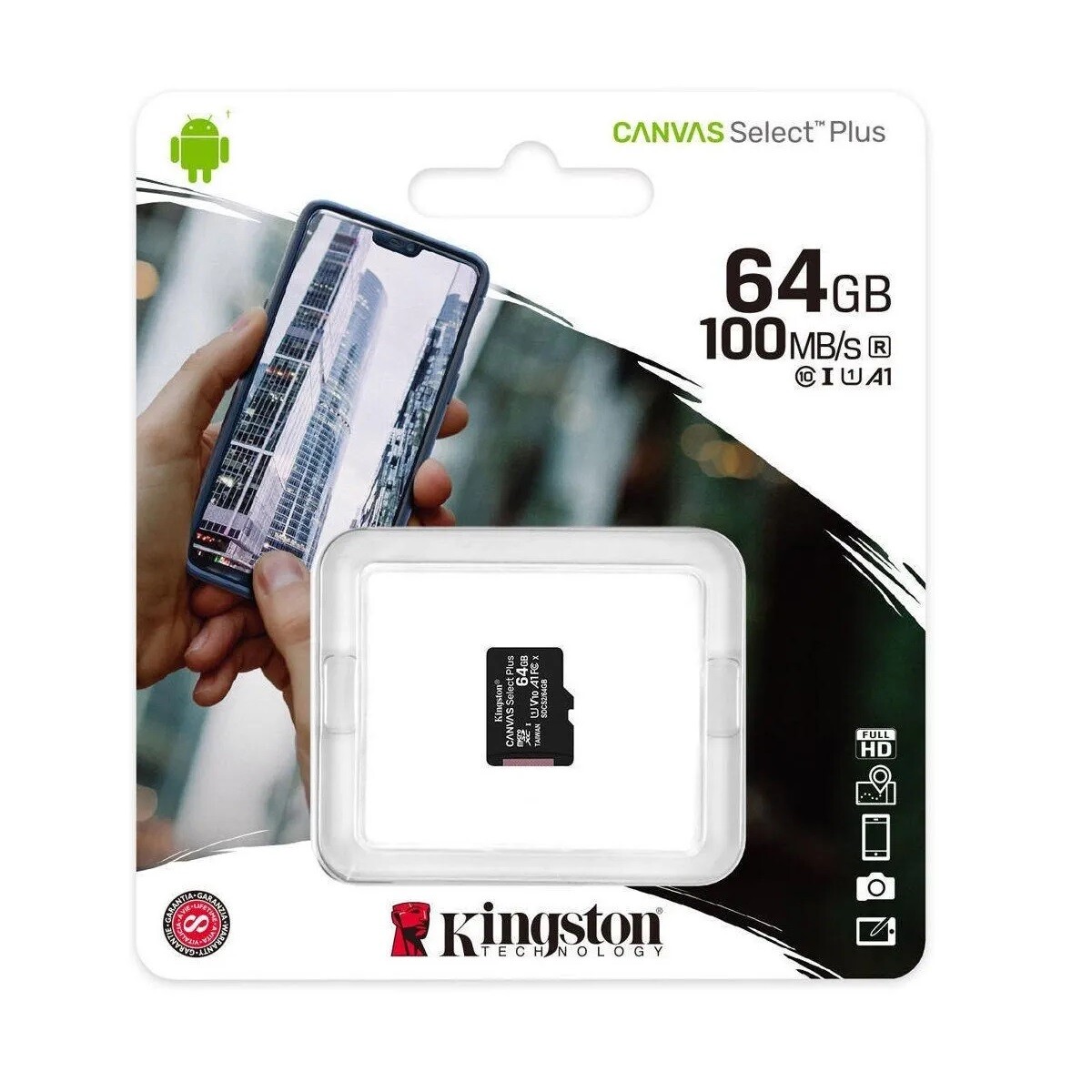 Memoria Micro SD KINGSTON 64GB CL10 100MB/S Con Adaptador 