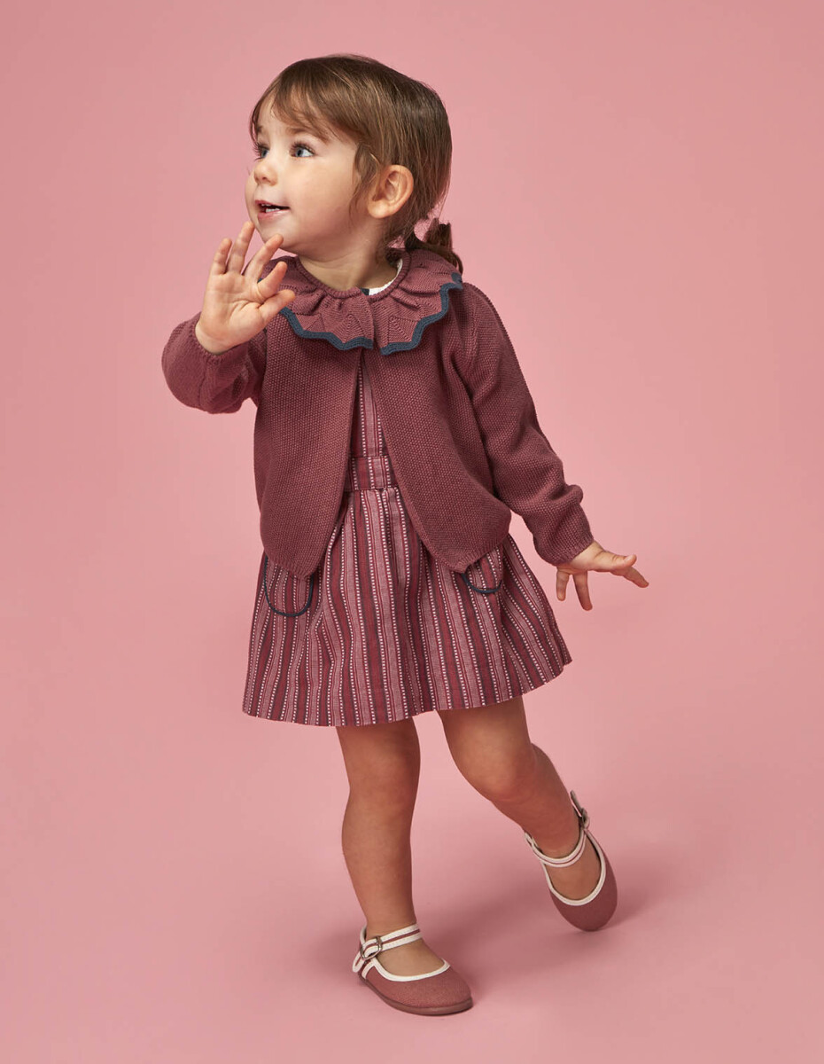 Chaqueta Manga Tres Cuartos Ancha Con Cuello - Berenjena 