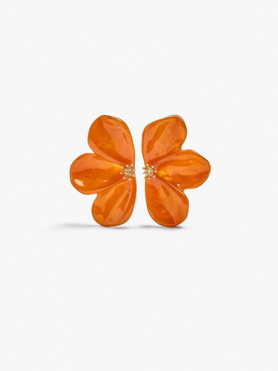 Pendientes Maxi Media Flor - naranja 