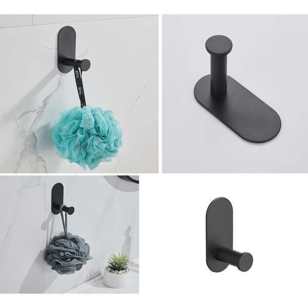 Set Accesorios De Baño Rollo Toalla Percha Juego 4 Piezas Adhesivo Acero Inoxidable Imback Color Negro Set Accesorios De Baño Rollo Toalla Percha Juego 4 Piezas Adhesivo Acero Inoxidable Imback Color Negro