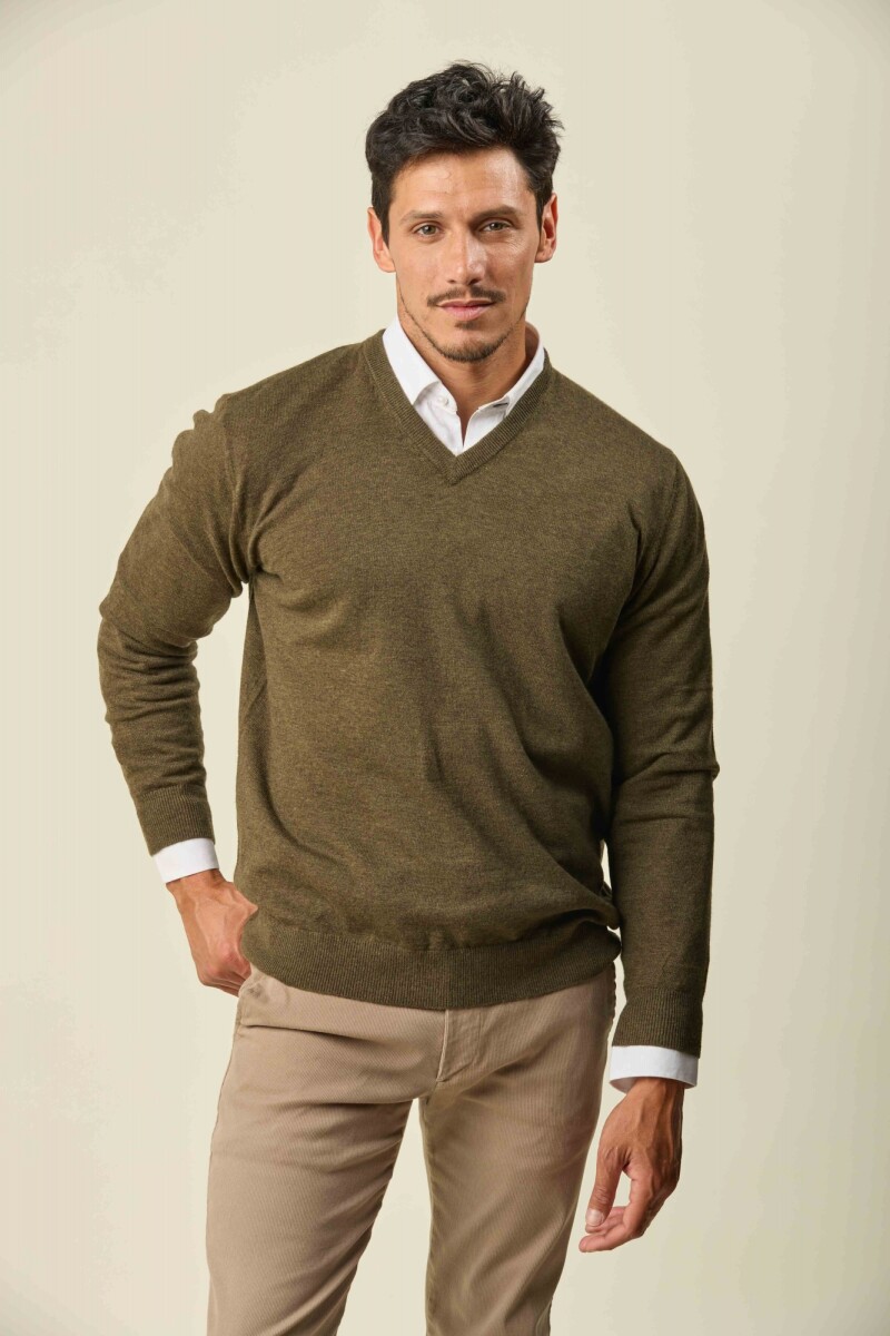 Buzo Lambswool Escote V - Verde 