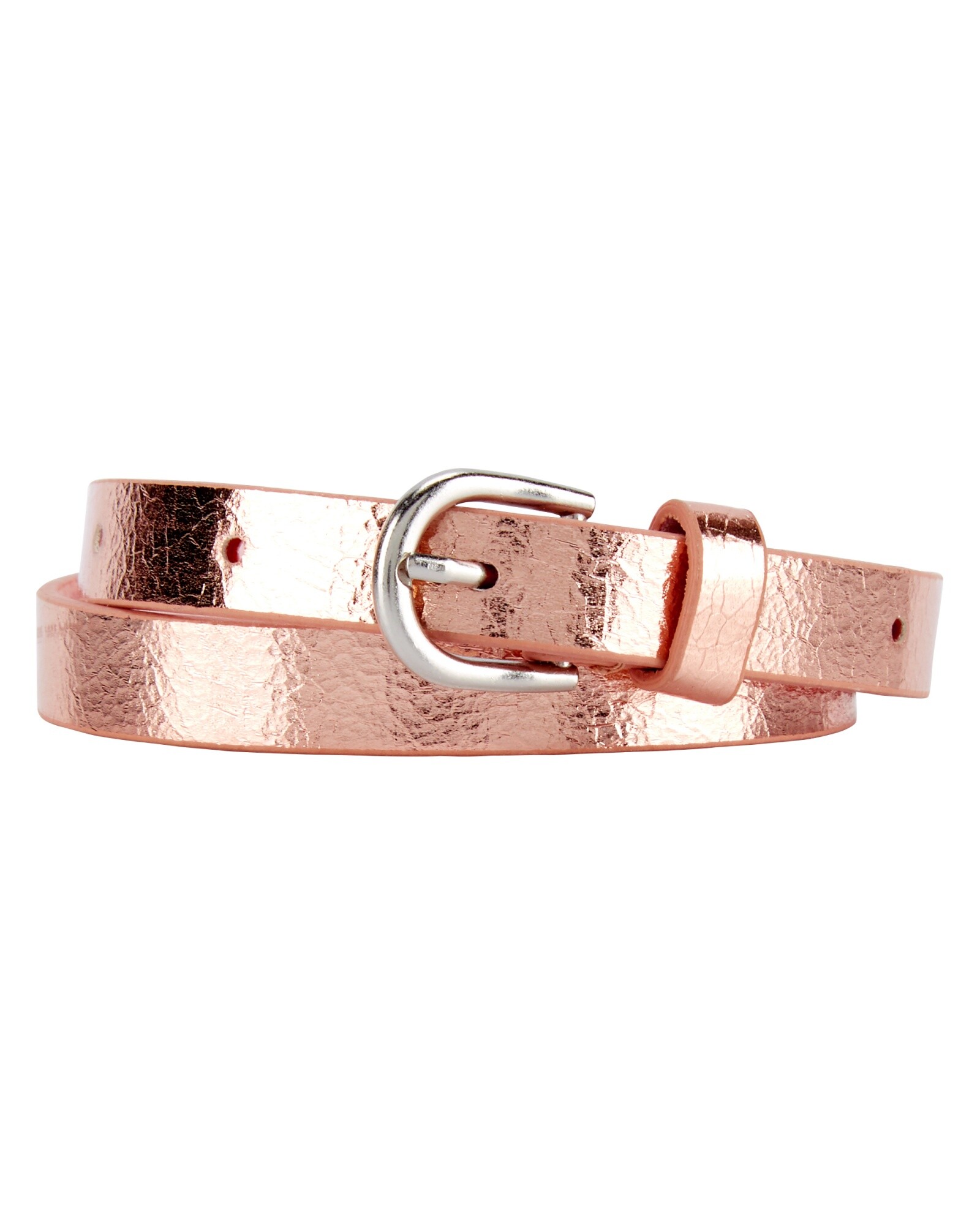 Cinturón metalizado color oro rosa Sin color
