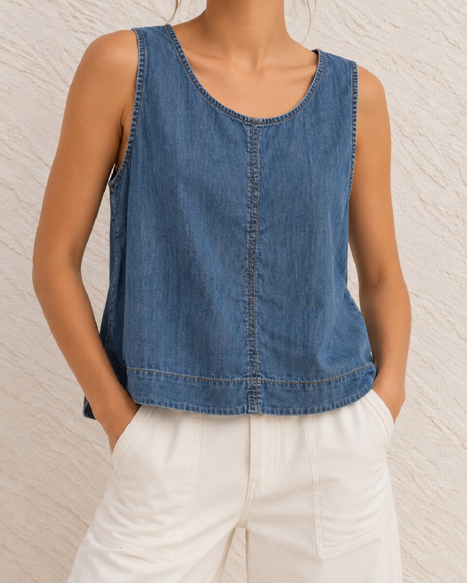 outlet - Musculosa Denim Azul 