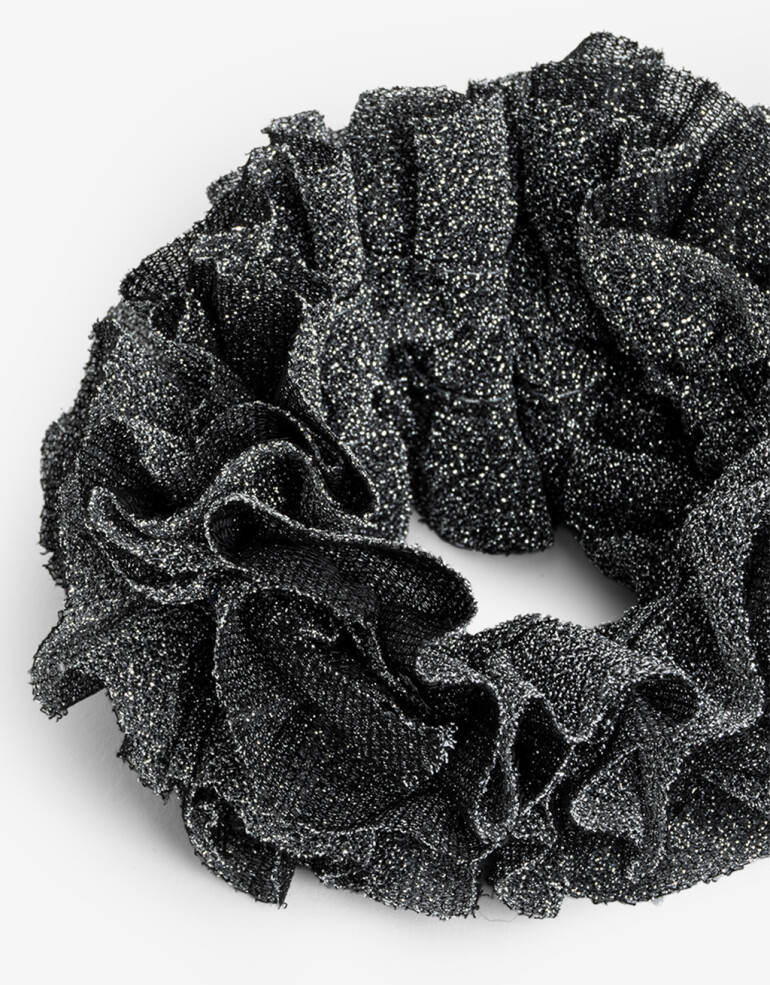 Skunzies Texturada Scrunchie De Lurex - Negro