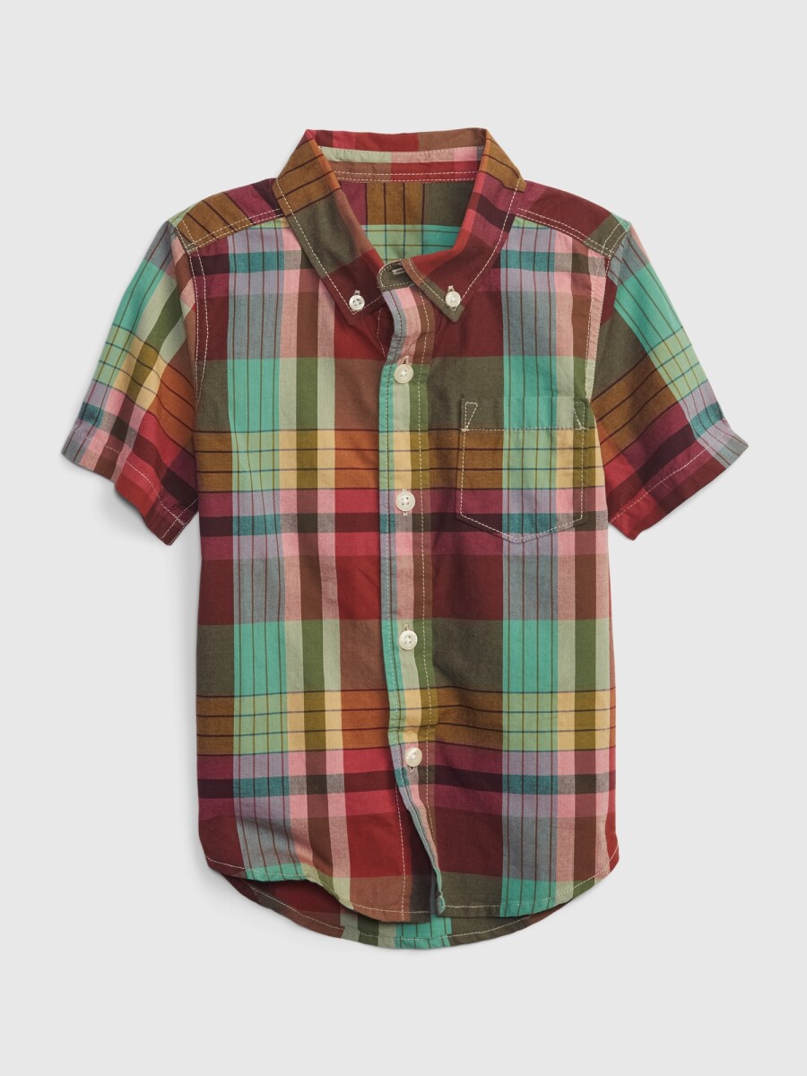 Camisa Manga Corta Poplin Toddler Niño - Sp July Kb Madras 