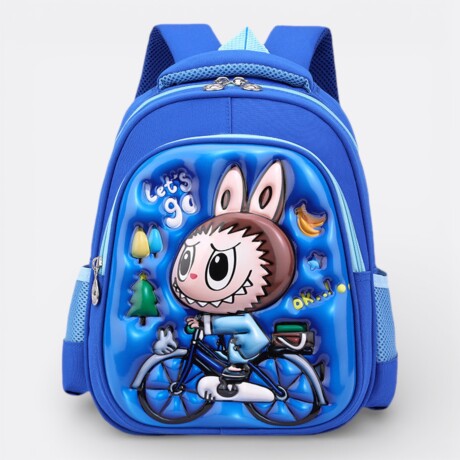Mochila Capibara Labubu Preescolar 3d Relieve Labubu Ciclista