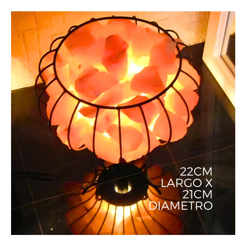 Lampara Sal Luz Del Himalaya Soporte De Metal Fanal Cesta! Naranja