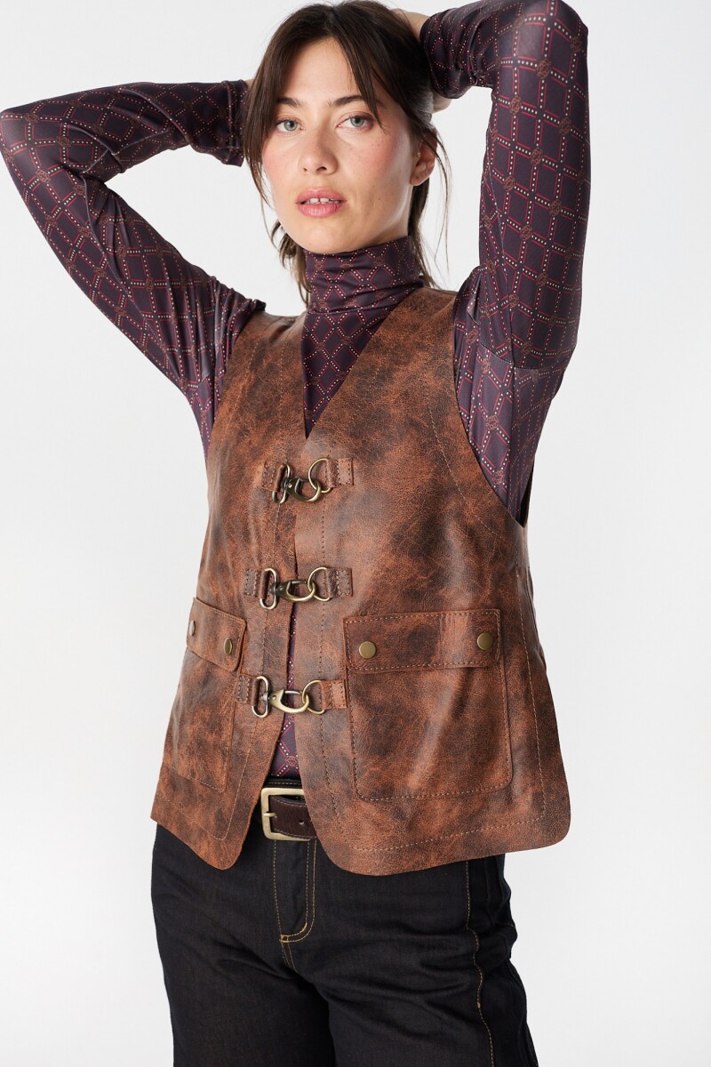 Chaleco Leather Fisher - Marron 