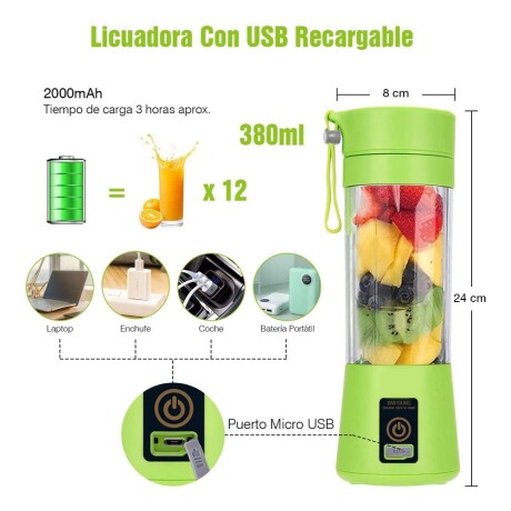 Mini Licuadora Portátil Recargable USB Vaso Removible 380ml Rosa Chicle
