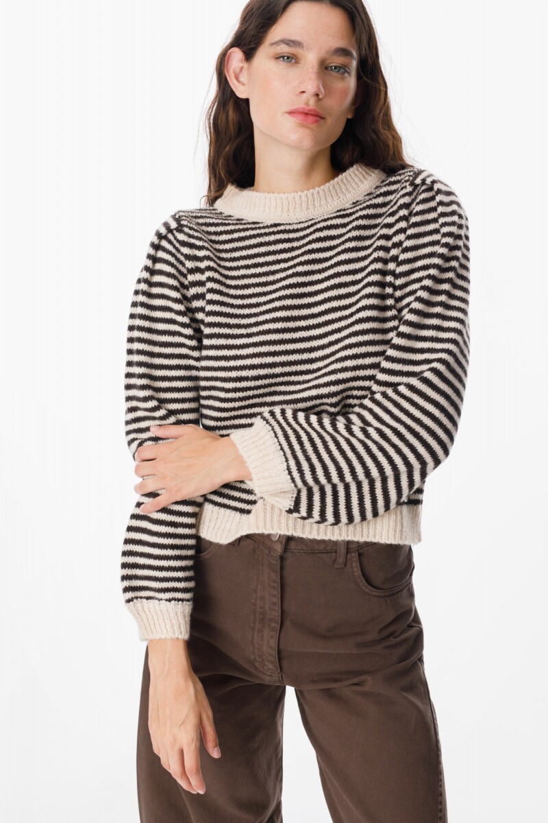 Sweater Fiber - Rayas Negro 