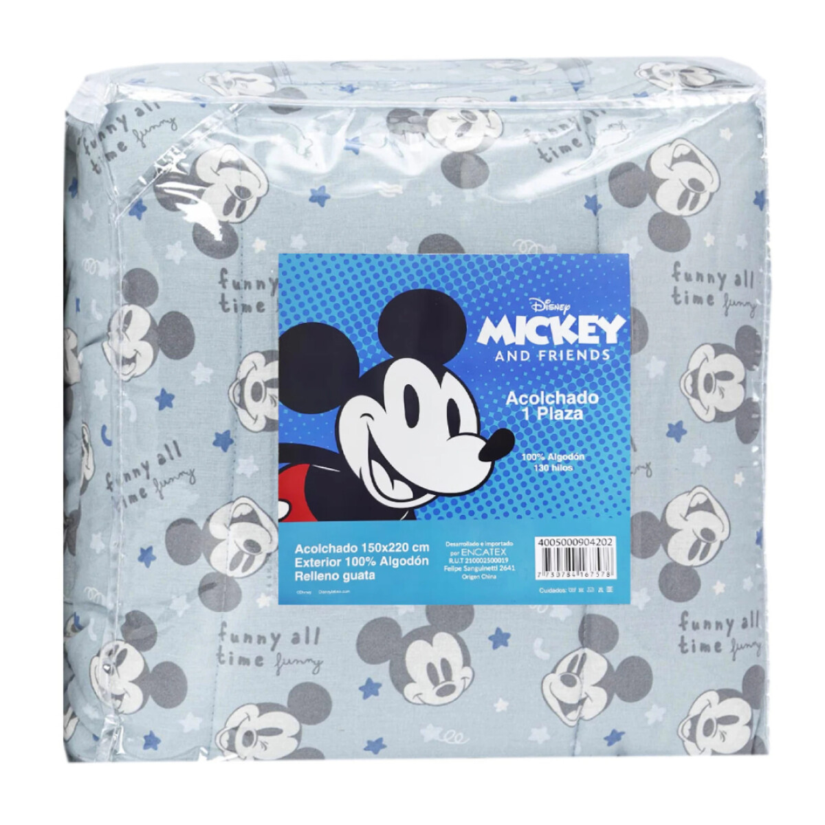 Acolchado Infantil Mikey 130 Hilos 1 Plaza - 100% Algodón 