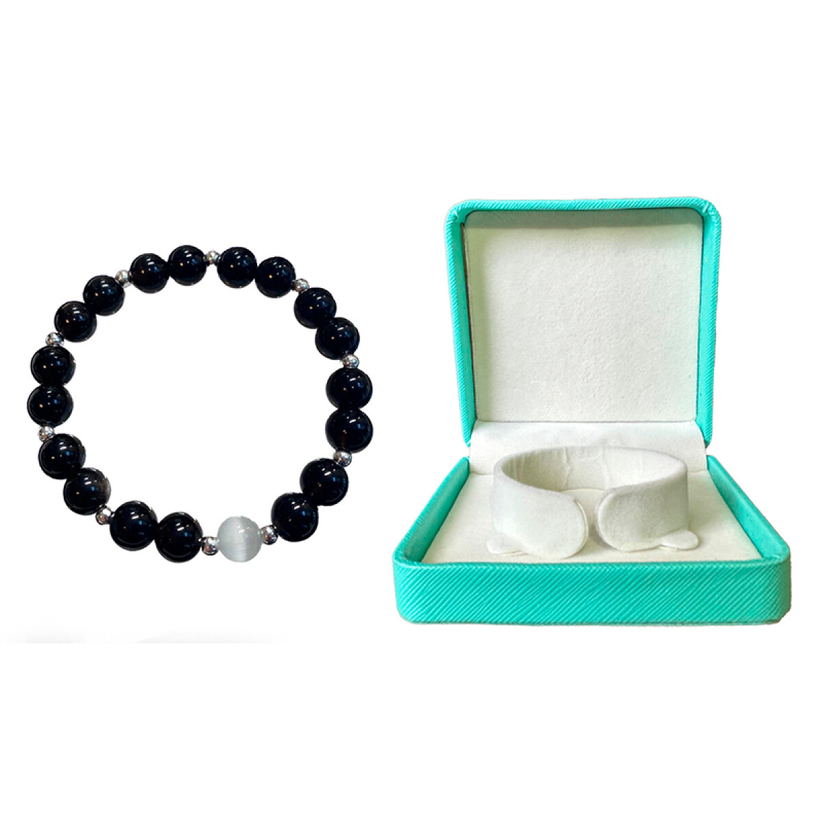 Pulsera piedras estuche incluído - Negra 