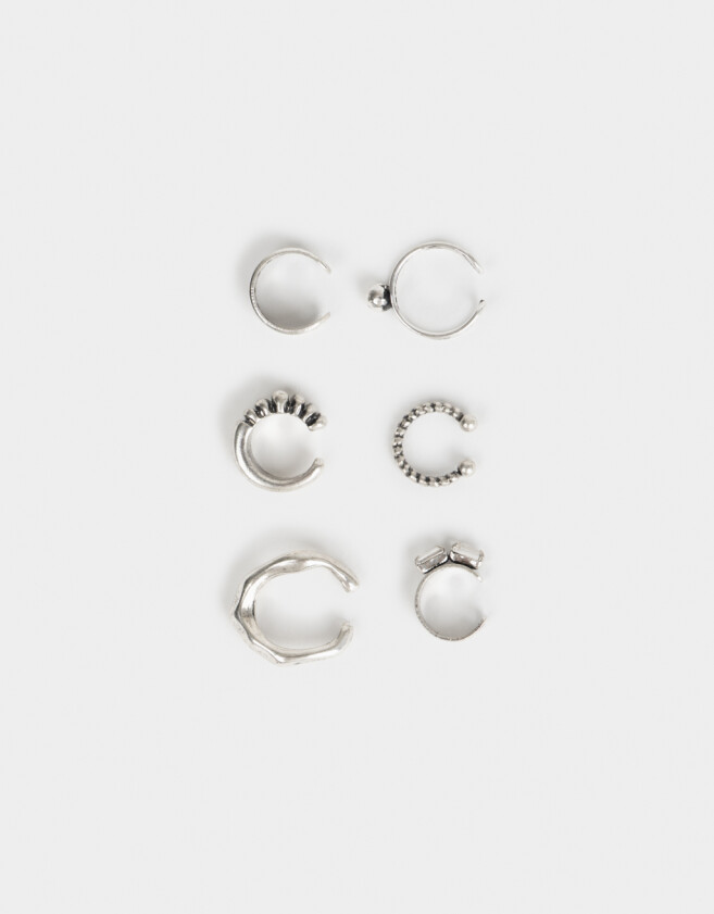 Bijou Cuff Set De Earcuffs - Plateado Antique Silver