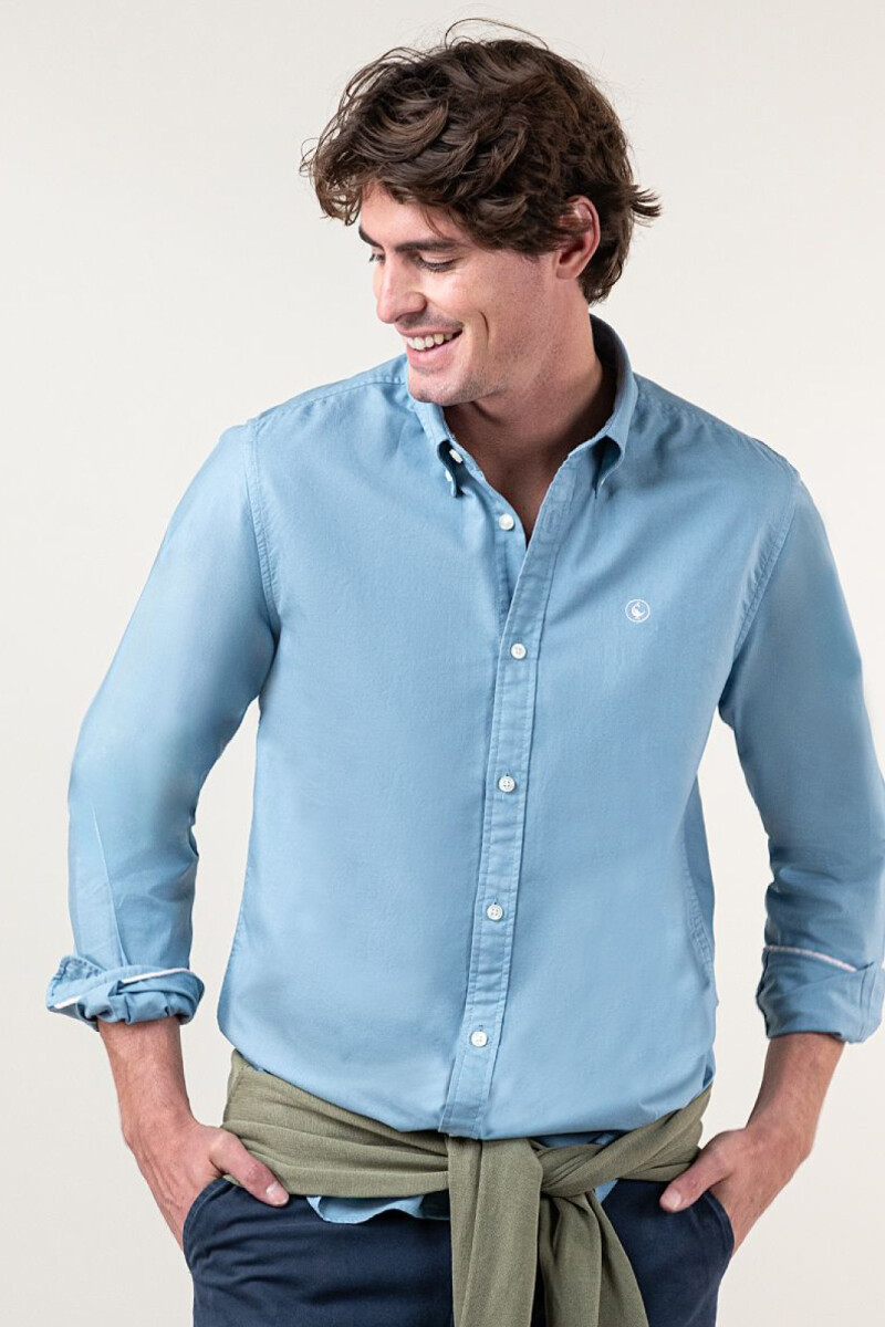 Camisa Garment Dyed Azul Acero