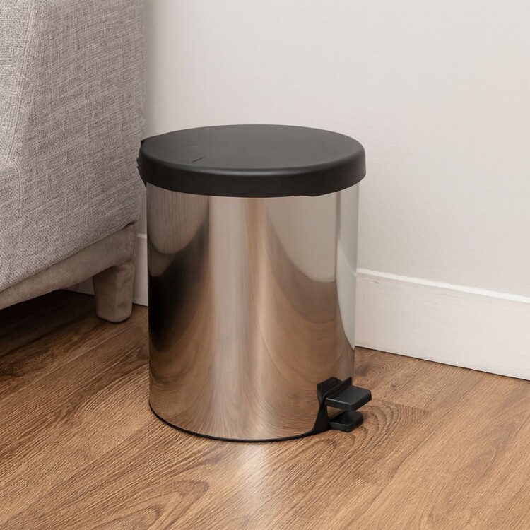 PAPELERA TACHO ACERO INOXIDABLE TRAMONTINA 5LTS PLATEADO