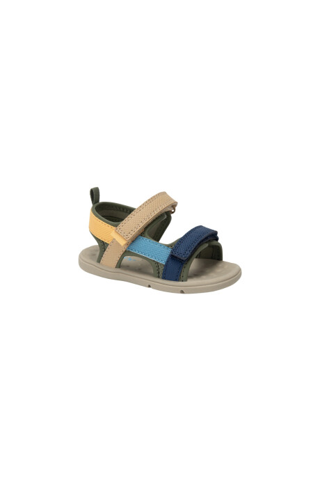 Sandalias con velcro, diseño con tiras multicolores Sandalias con velcro, diseño con tiras multicolores