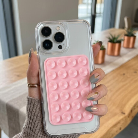Soporte de silicona con ventosa doble para celular Rosa