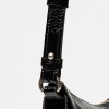 Bandolera Pocket en cuero charol arrugado Negro